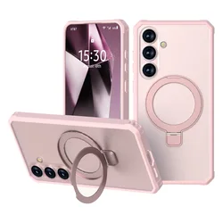 Funda para teléfono delgada translúcida mate con soporte magnético y protección contra golpes