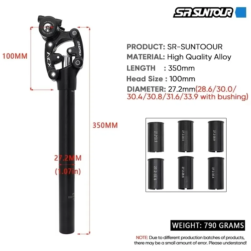 Bike seat post SR Suntour NCX Bicycle Damping Suspension 50mm Travel 27.2/28.6/30.0/30.4/30.9/31.6/33.9*350mm Seat Tube