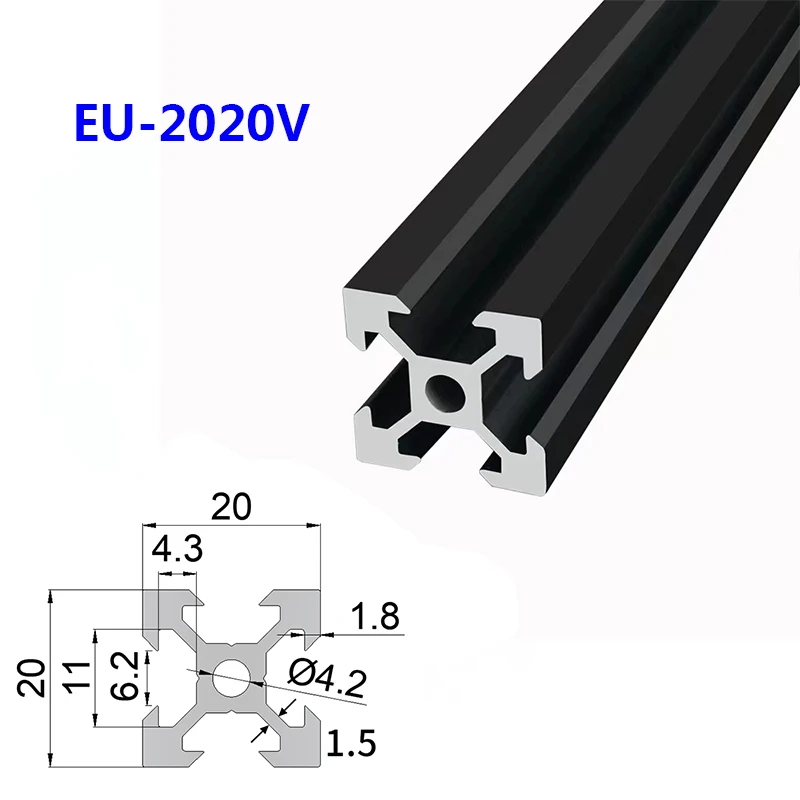 Black 3030 aluminum extrusion profile european standard length 1000mm wall  thickness 1.8mm aluminum profile workbench 1pcs