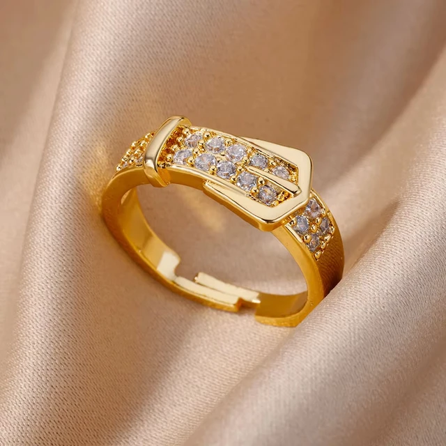 89240-7ebca1.jpg Bagues géométriques de luxe en Zircon pour femmes, en acier inoxydable, couleur or, anneau ouvert, tendance, fête de mariage, bijoux esthétiques, cadeau pour Femme