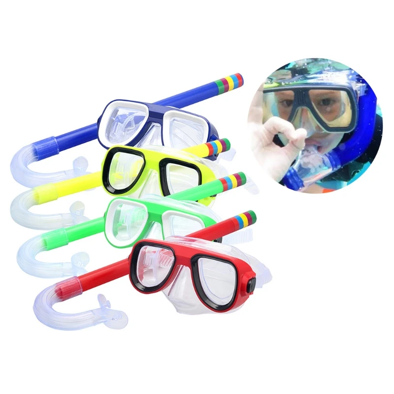 

Children Kids Snorkel Set Scuba Snorkeling Mask Swimming Goggles Glasses with Dry Snorkels Tube Equipment Non-Toxic Diving Gear