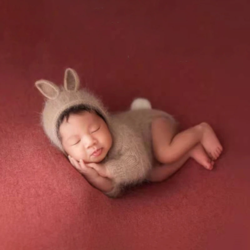 

1 Set Knitted Baby Hat Romper Set Newborn Photography Props Outfit for Infants Photo Dropship