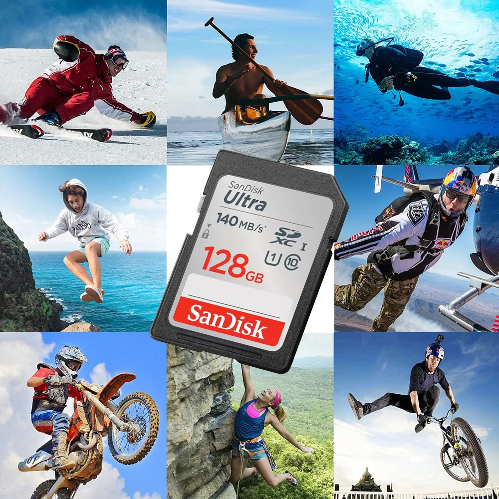 샌디스크 울트라/익스트림/익스트림 프로 SD 카드 32GB SDHC UHS-I 64GB/128GB 256GB SDXC UHS-I 풀 사이즈 SD 카드 (카메라용, 풀 HD 비디오 지원)
