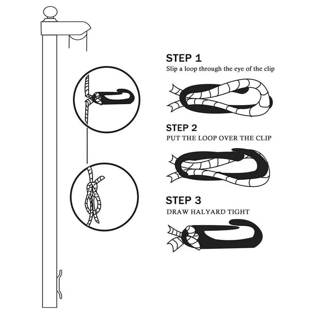 8PCS Heavy Duty Flagpole Snap Hook Clips Anti-UV Flag Pole Attach Flag  Grommets Halyard Rope Attachment Accessory Tool