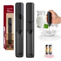 Stainless Steel Electric Milk Frother Handheld Coffee Frothing Wand With 10000 RPM Portable Latte Cappuccino Foamer AA Battery 1