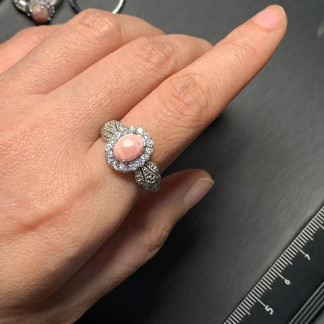 Heart Natural Rhodochrosite Ring Adjustable Female Ring Jewelry for Women Gift Wholesale High Quality Vintage Fine