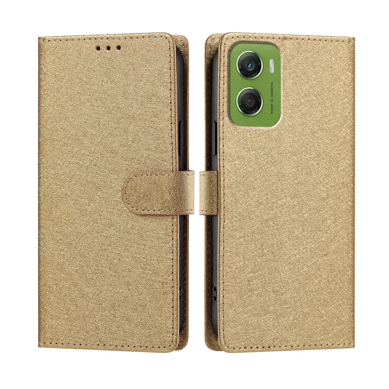 Elegant Silk Texture PU Leather Flip Case Cover