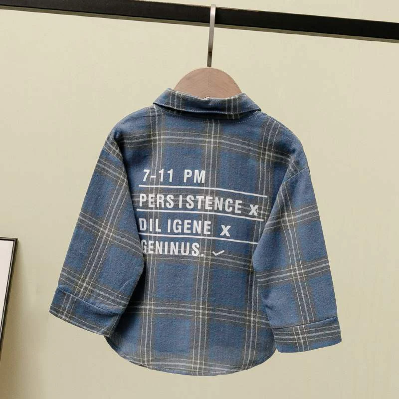 Boys' Shirts Spring And Autumn Cotton Material Children's Plaid Long-sleeved Shirts Casual Thin Coats