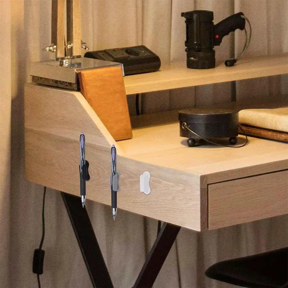 3pcs Self Adhesive Pen Holder Desk Pencil Kids Student Construction Office Ganizer Dual Slot Silicone Wall Car Monitor Clip 