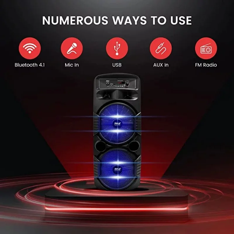 Pyle Portable Bluetooth Speaker System 600W Rechargeable Outdoor Bluetooth  Speaker Portable System 