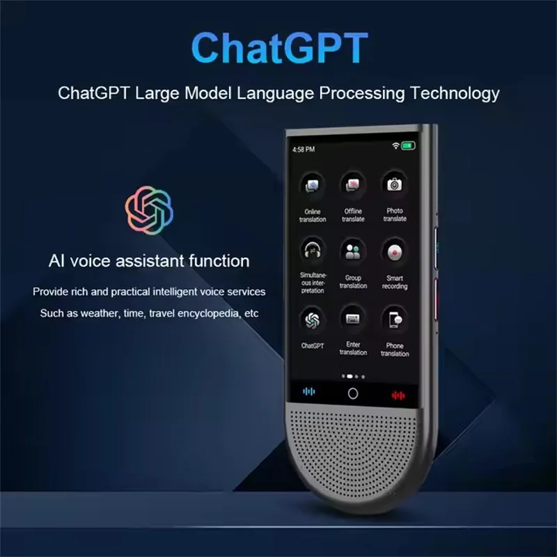 AI Voice Translator Portable 4G SIM Card 16G Memory 148 Languages Real-time Intelligent S15 Translated Machine Business Travel