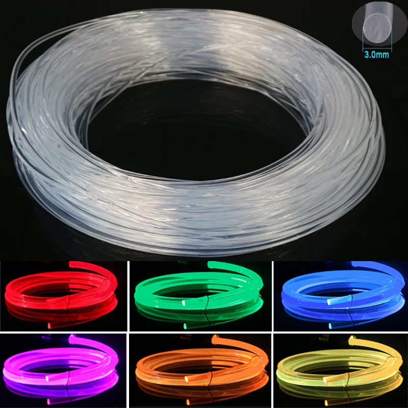 7 Color Long Distance Fiber Optic Ribbon 1M 3M 5M 10M Flexible Transparent Fiber Optic Landscape Ambient Lighting 123456810mm fiber optic cable