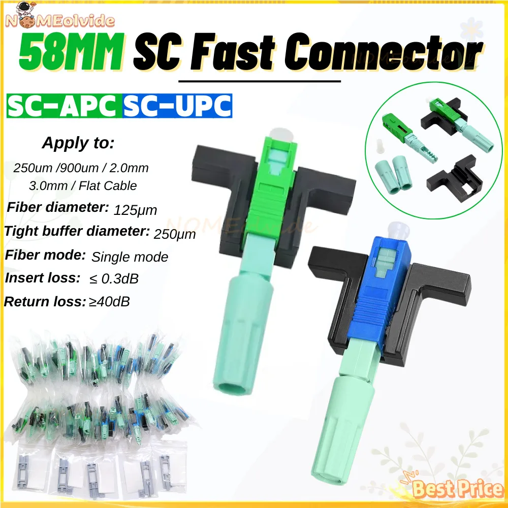 50/ 100/200Pcs Lot 58MM Fixed-length Block LX58 Single-Mode SC UPC APC Fast Connector FTTH Tool 58mm Connector Quick Connector woodworking desktop dog hole tool quick acting hold down clamp desktop clip fast fixed clip for woodworking benches 19 20mm