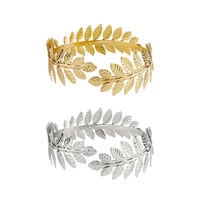 Retro Greek Roman Open Ended Leaf Bracelet Armband Upper Arm Cuff Armlet Festival Bridal Dance Jewelry 1