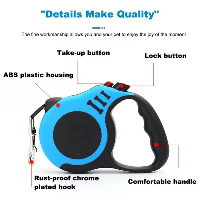 Retractable Dog Leash Outdoor Pet Leash Nylon Braided Rope for Small Medium Dogs Pet Supplies Hiking Walking Traction Rope 5