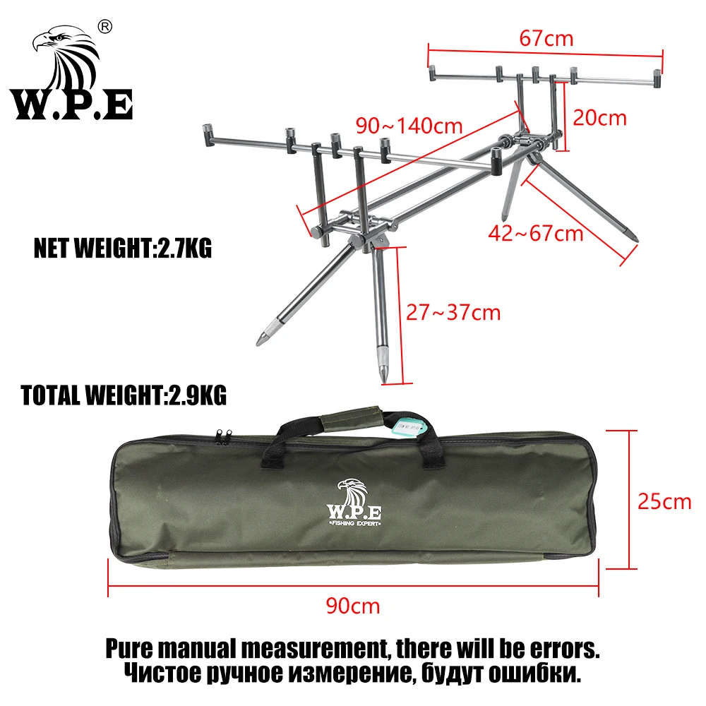 W.P.E Carp Fishing Rod Pod Holder Adjustable Retractable Fish Pole Telescopic Folding Stand Bracket Fishing Accessories Tackle