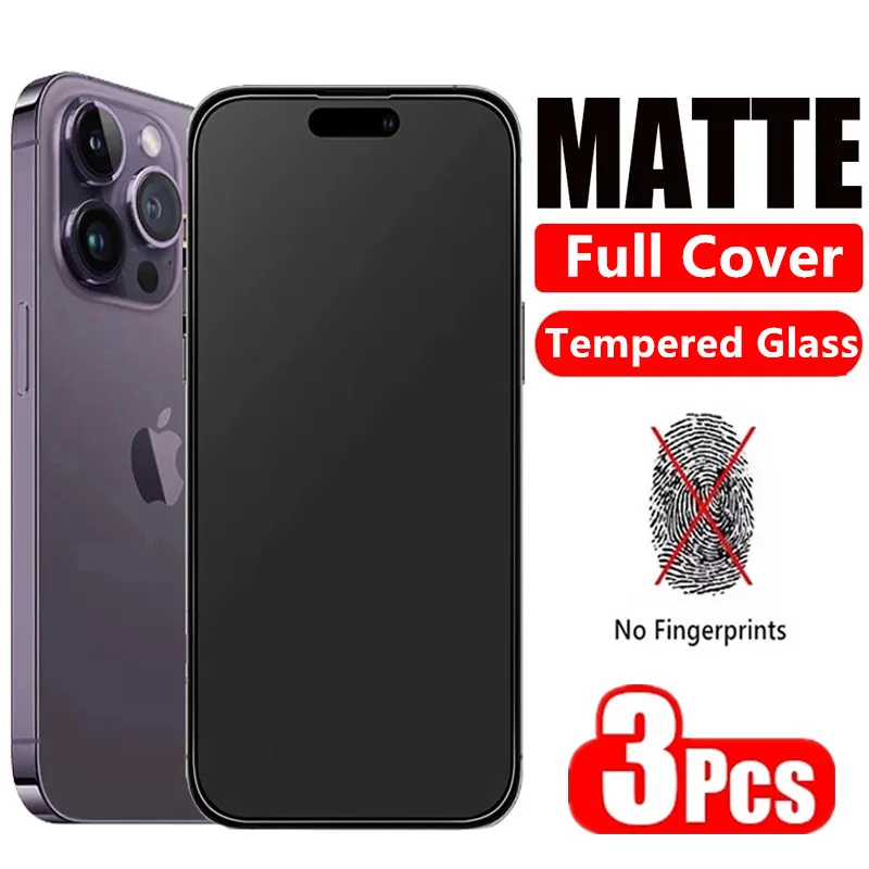 

3Pcs Matte Screen Protectors For iPhone 13 14 15 Pro Max 12 Mini 6S 8 7 Plus Full Cover Glass For IPhone 11 Pro XS Max XR