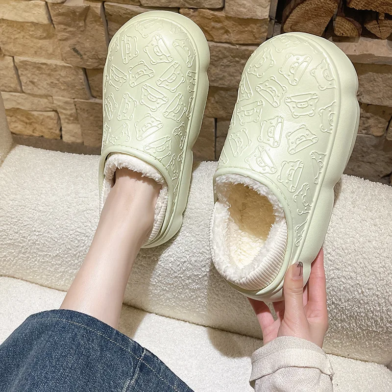 

Women's Cotton Shoes Winter New Cute Couple Indoor Home Thick Sole Warm Slippers Men's Plush Anti Slip Waterproof Casual Shoes