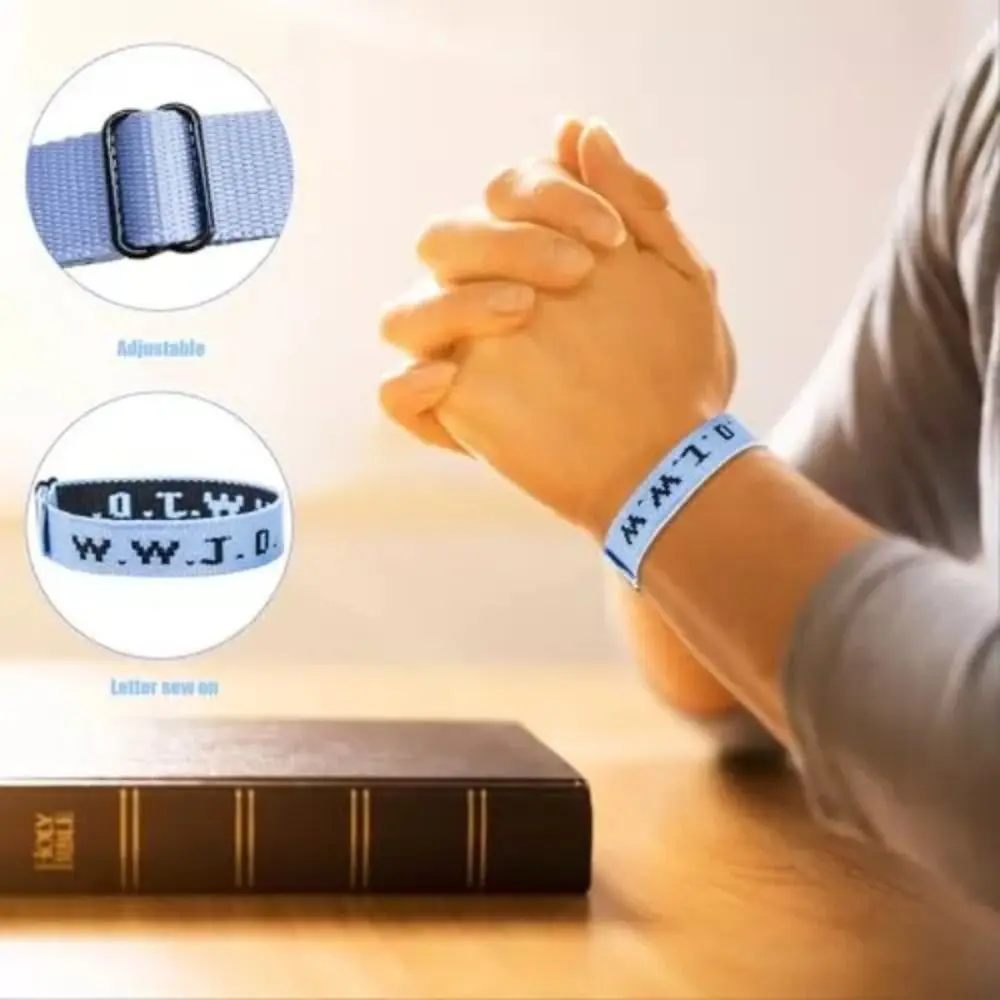 WWJD geflochtenes Seil-Armband, was Jesus tun würde, handgefertigter Armreif, inspirierendes religiöses Armband, Damen- und Herren-Geschenk, Modeaccessoire – Detail 3