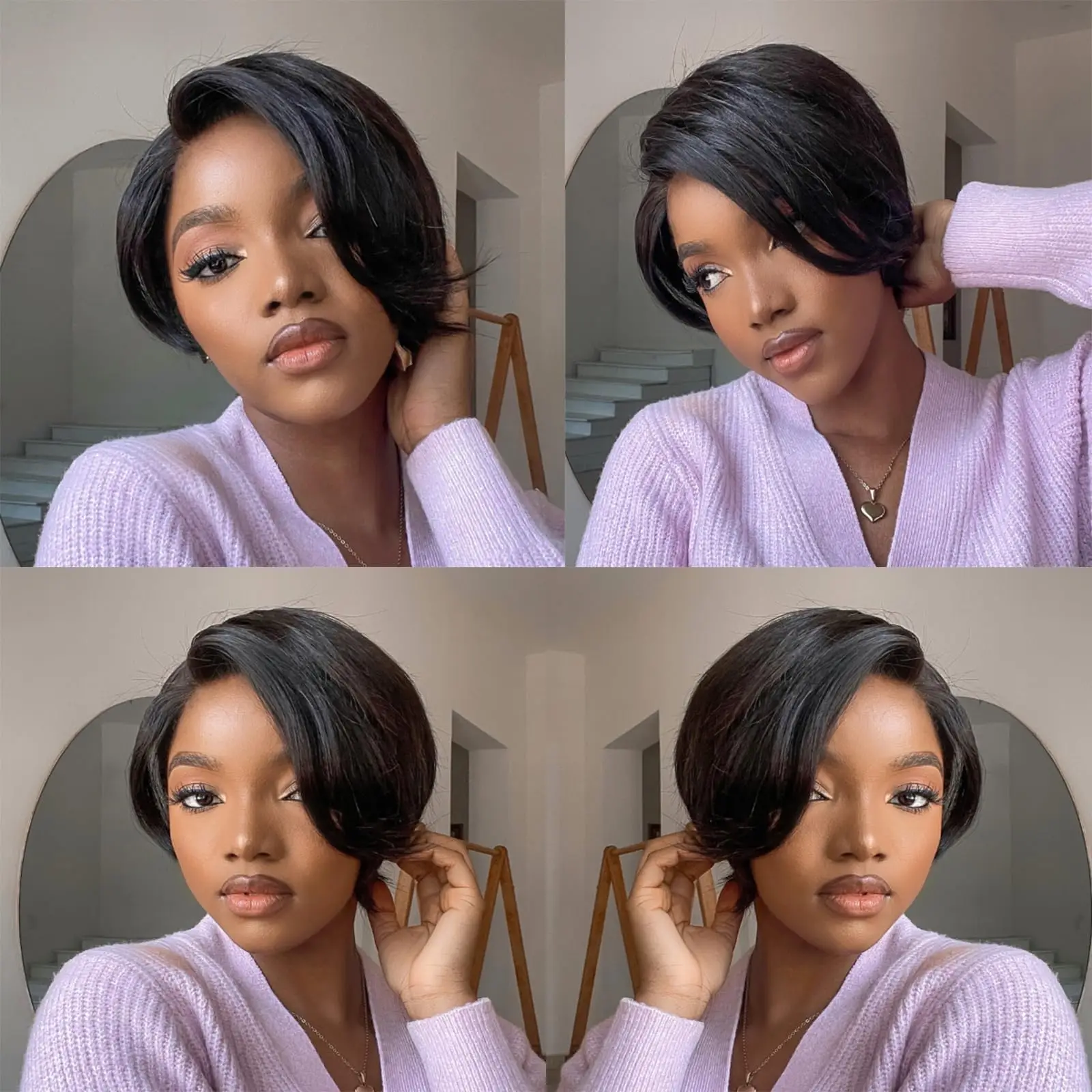 Pixie Cut Wig Transparent Lace Human Hair Wigs For Women Straight Short Bob Wig 13x4 Lace Prepluck Brazilia Human Hair
