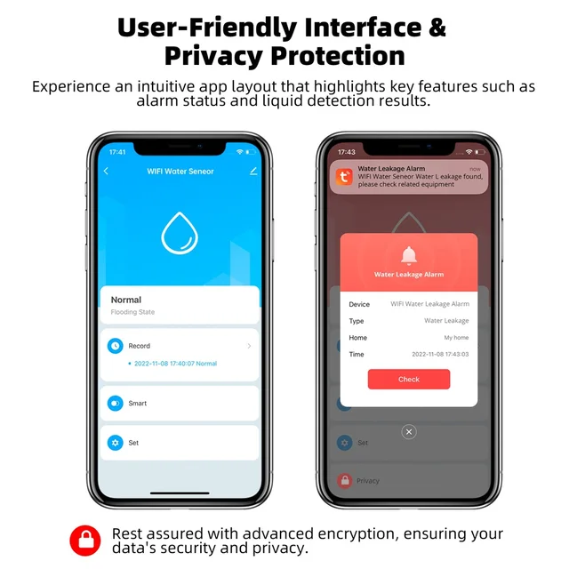 KERUI Tuya Smart Wireless Water Sensor Alarm 90db Water Leakage Detector Leak Alert Monitoring Leak and Drip Alarm For House 5