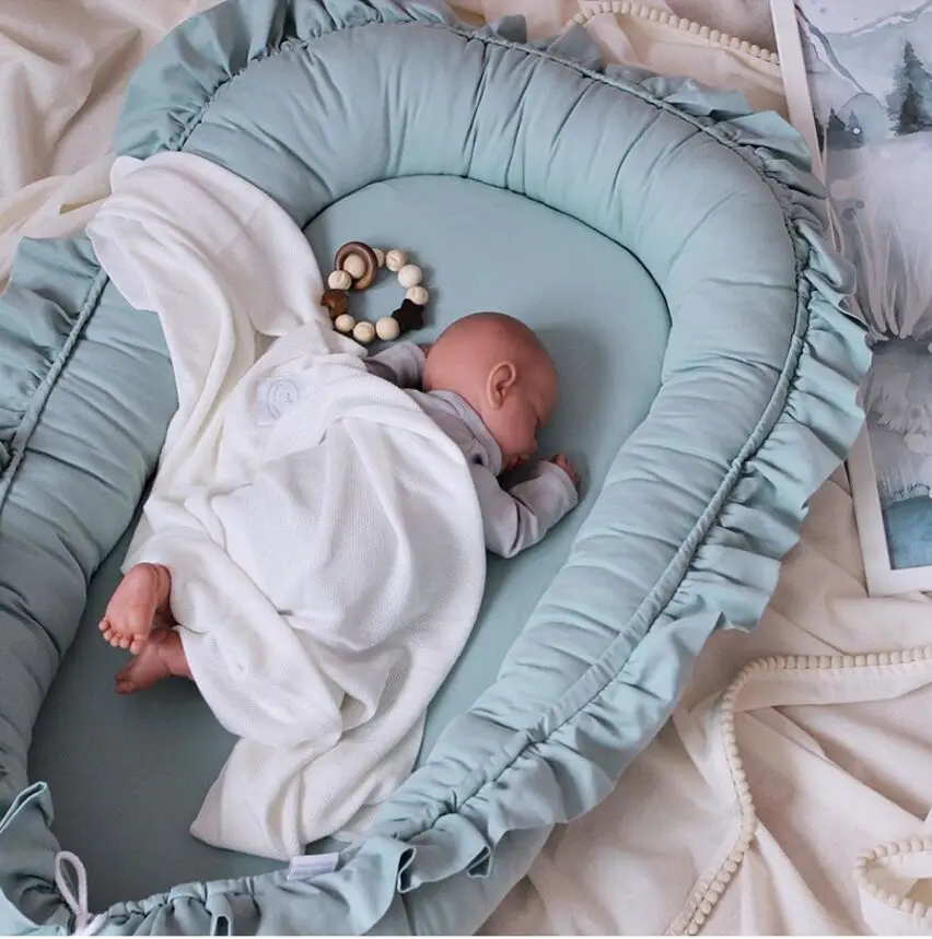 ins-baby-cute-bed-sleeping-nest-crib-lace-decoration-with-pillow-travel-playpen-cot-infant-toddler-infant-cradle-mattress