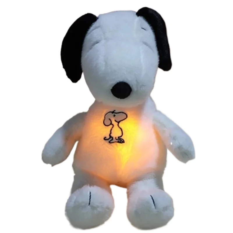 New Baby Breathing Soothing Snoopy white dog Plush Doll Sleeping Companion Music and Light Doll Sensory Stuffed Toy Kid Gifts