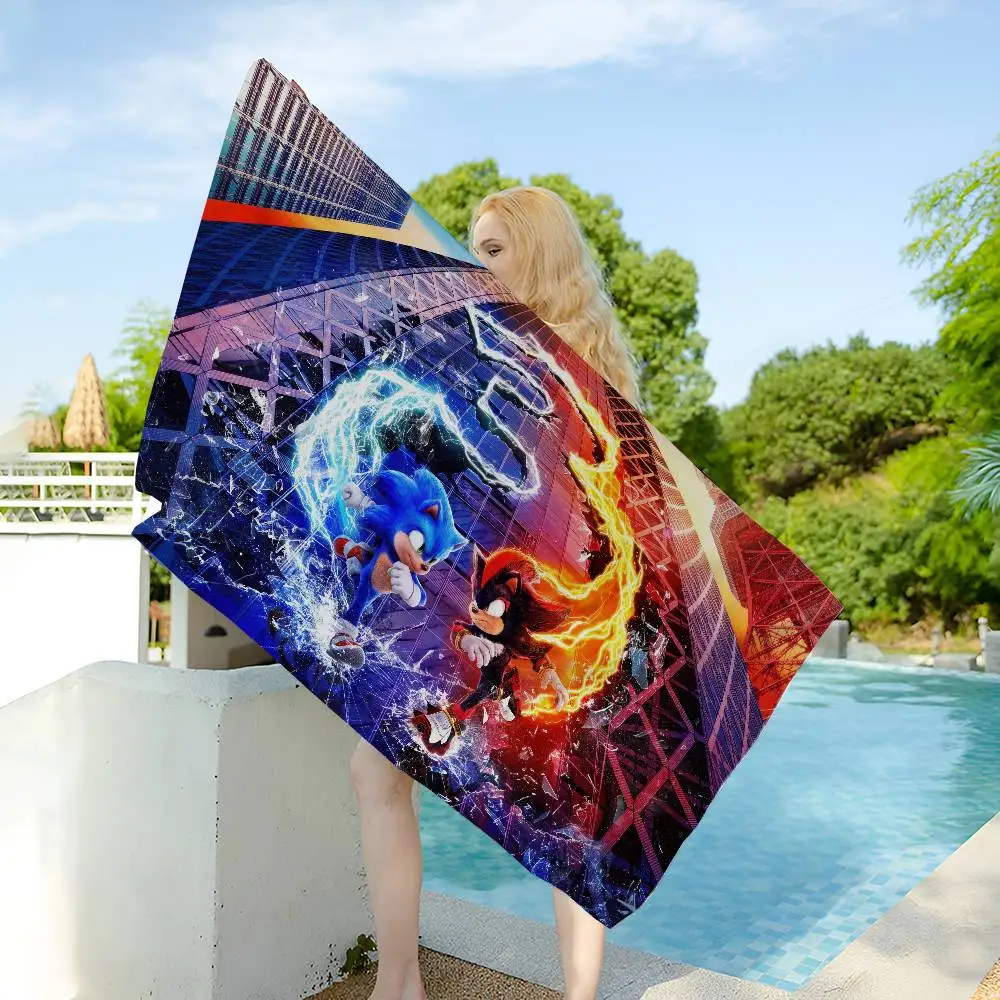 Classic Movie S-sonicS Anime Game Microfiber Beach Towel Absorbent Quick Dry Soft Yoga Swimming Resort Mountain Climbing Towel