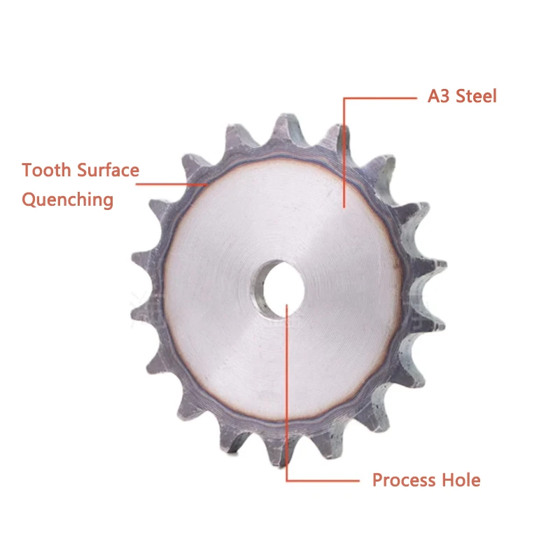 1pcs 26-50 Teeth Process Hole 06B Chain Drive Flat Sprocket Roller Chain Gear Pitch 9.525mm A3 Steel Industrial Sprocket Wheel