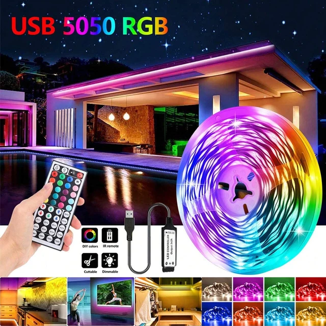 USB 1-30M LED Light Strip RGB 5050 บลูทูธ APP ควบคุม Luces LED เปลี่ยนสีแสงซิงค์เพลงสําหรับปาร์ตี้ PC ห้องนั่งเล่น 1