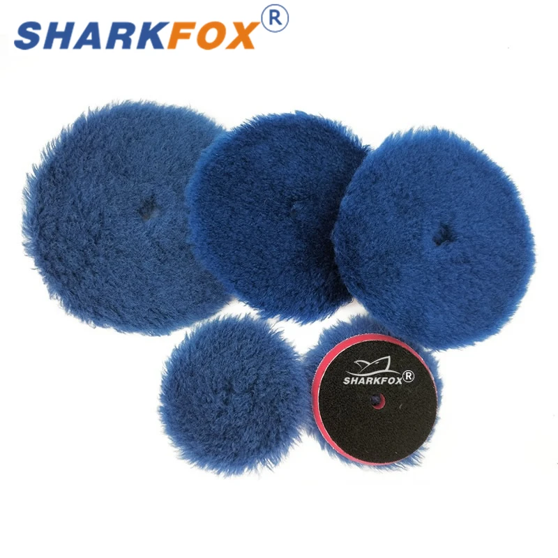 Sharkfox 5 pieces/set 5/6 Inch Natural Lamb Skin Wool Polishing Pad High Density Woollen Buffing Disc Car Polisher Waxing