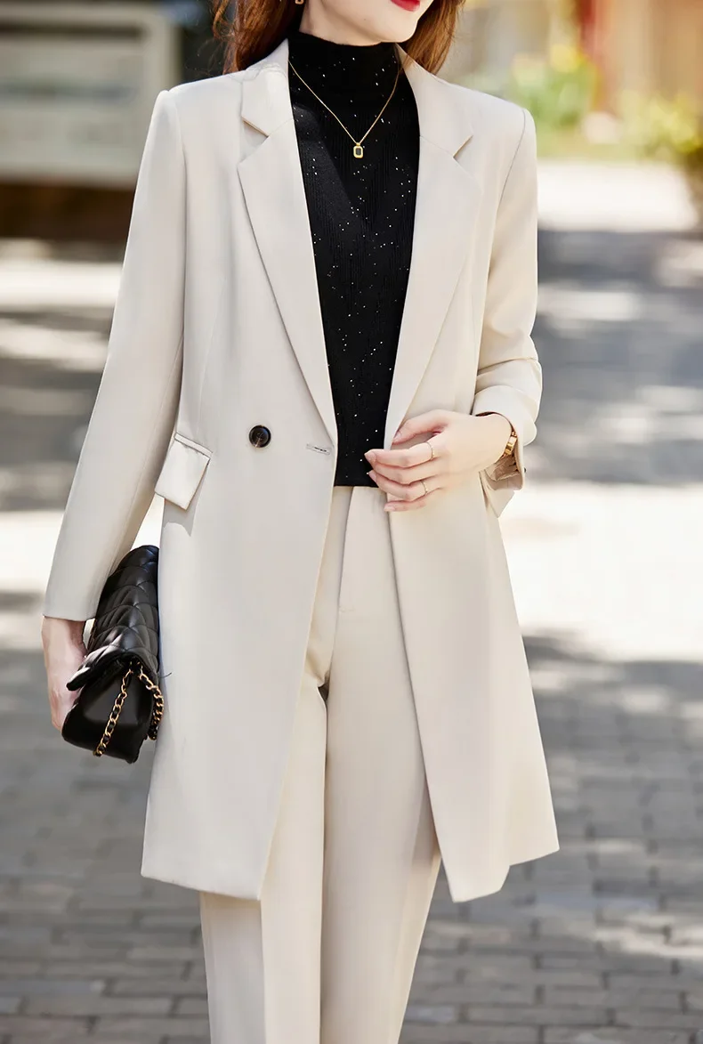 （Extended suit jacket++pants）Autumn and winter women's suit set, high-end professional suit set