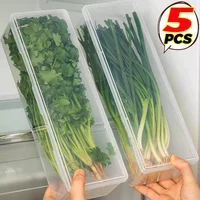 1/5pcs Fresh Box Refrigerator Storage Boxes Scallions Food Container with Lid Food Cold Container Kitchen Sealed Storage Box 1