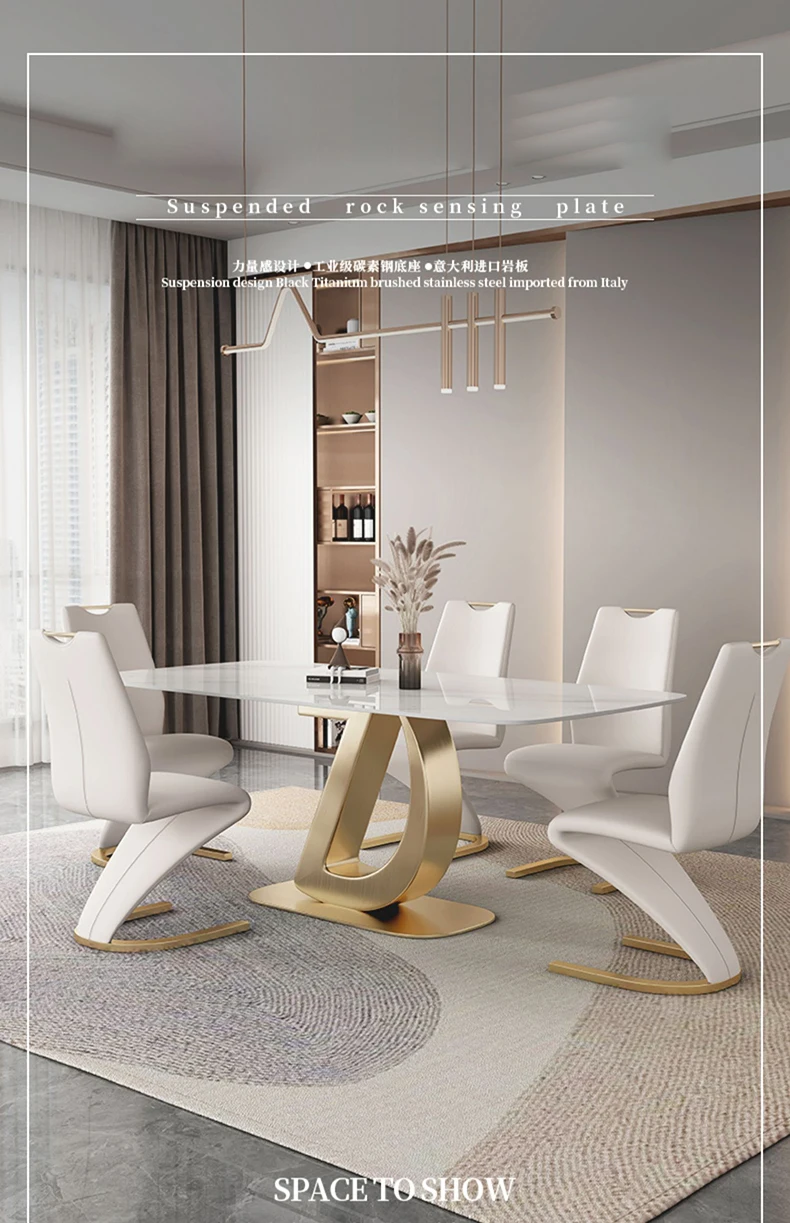 Description Picture 3 of itemSlate Kitchen Table Chairs Center Combination Small Apartment Modern Dining Tables Luxury Muebles Para Hogar Dining Room Set