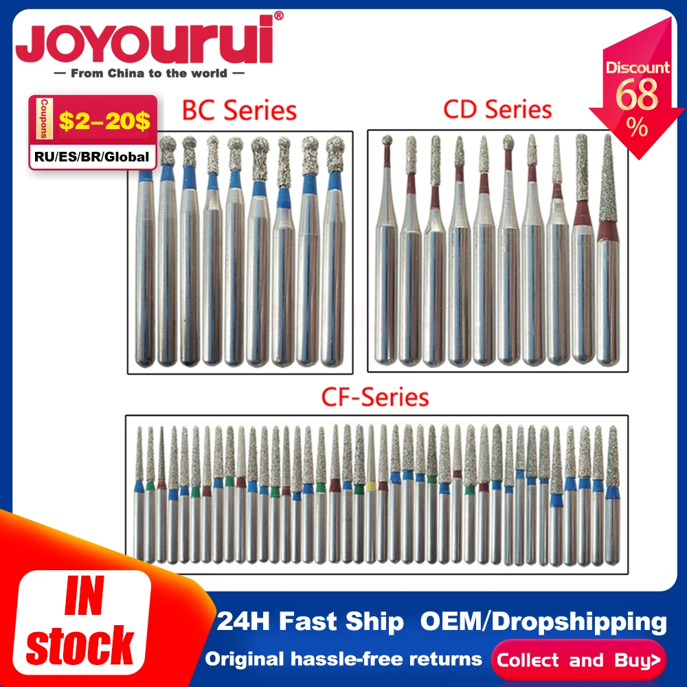 5pcs/set TF Dental Burs Diamond Milling Cutter Grinding Bur Drill Bits