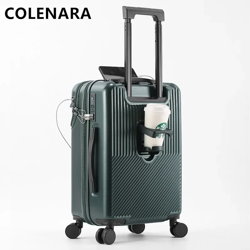 

COLENARA USB Charging Suitcase 20 Inch Front Opening Laptop Boarding Case 22"24"26 "ABS+PC Trolley Case Women's Cabin Luggage