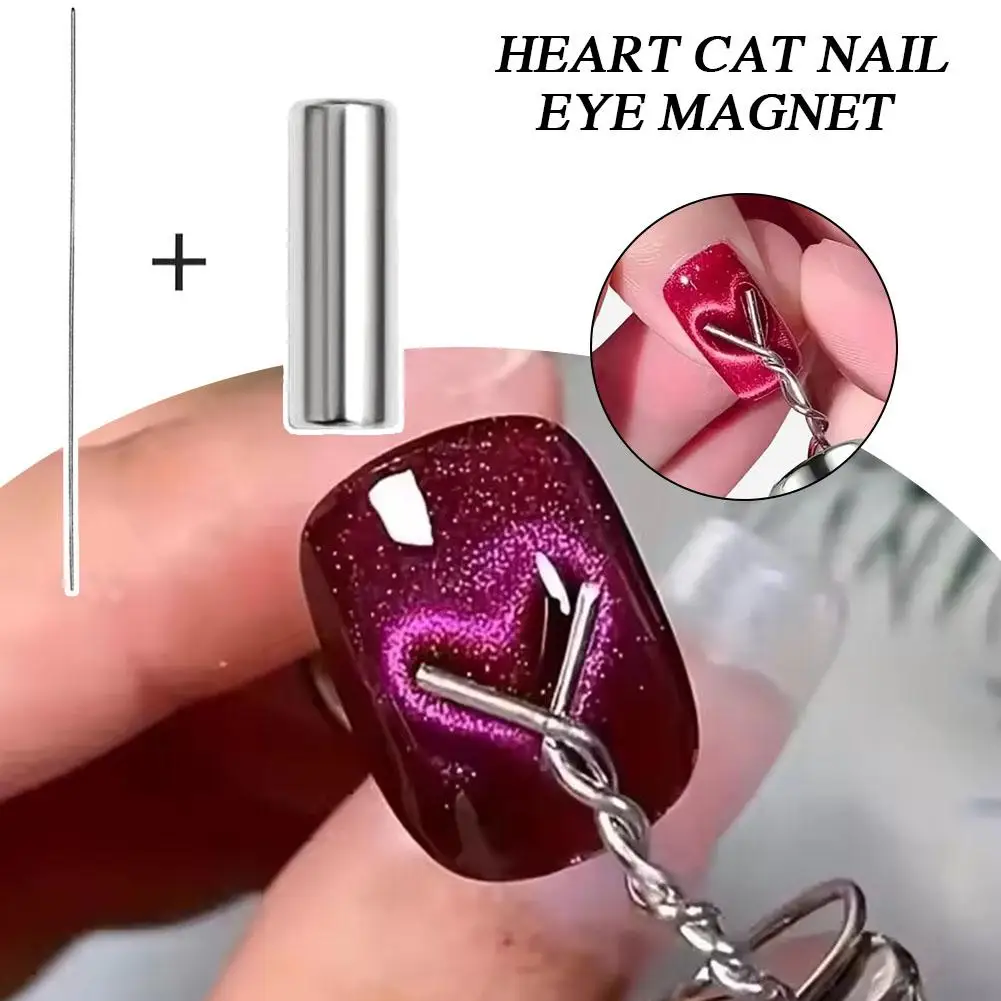 라운드 네일 아트 캣아이 젤 마그네틱 펜 젤 폴리쉬용 3D 캣아이 네일 페인팅 강력 자석 스틱 매니큐어 DIY 도구 I8S3