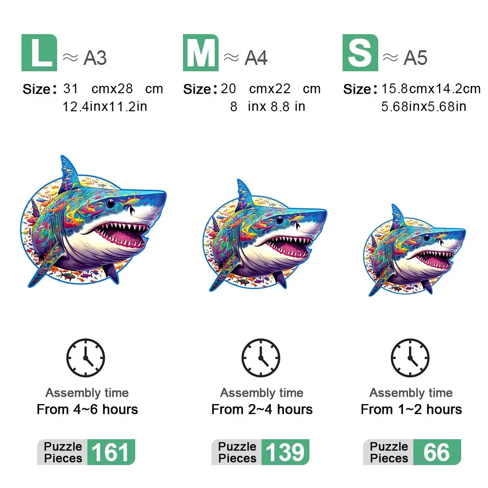 Shark Wooden Puzzle Personalized 3D Puzzle Adult Children's Gift Education Children's Toy Game jigsaw puzzles wooden jigsaw puzzles wooden puzzle toys educational puzzles mini jigsaw puzzle