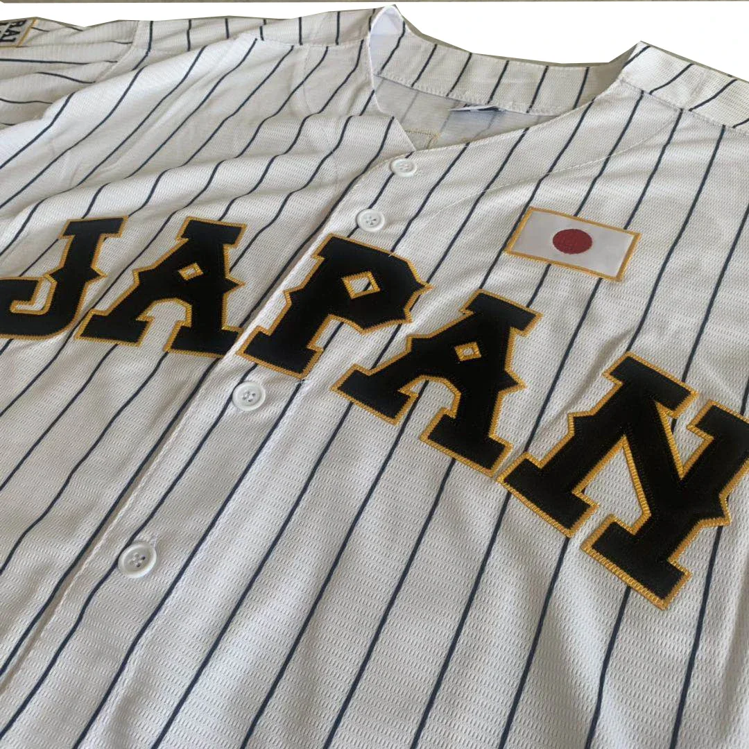 Baseball jerseys Japan OHTANI Jersey Sewing Embroidery Outdoor sportswear Cheap high-quality Hip Hop Black White stripe