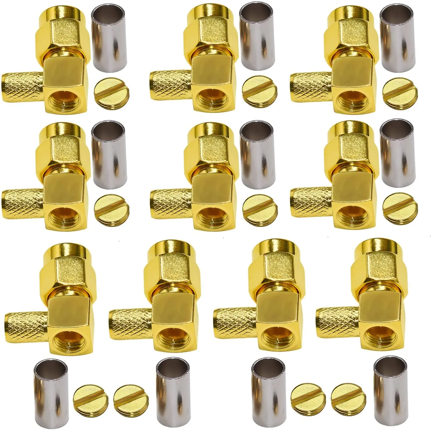 pces sma conector sma macho plugue angulo direito crimp conector para cabo coaxial sma adaptador graus 02