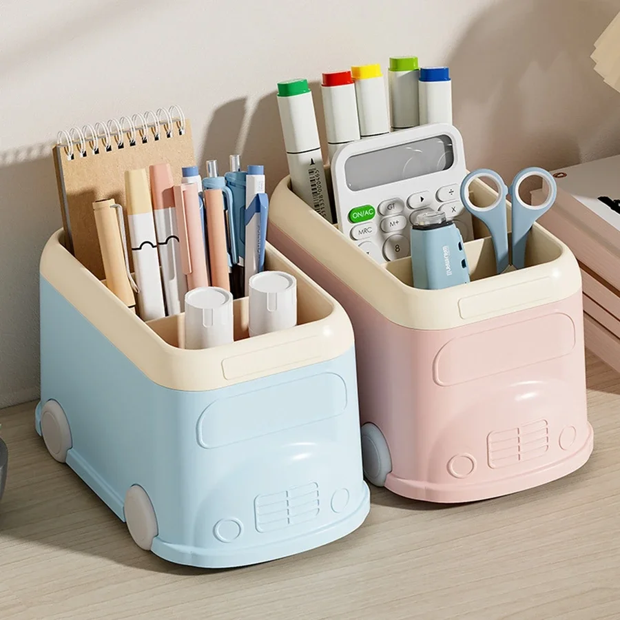 Pens Pencils Holder Office Plastic Cartoon Desk Organizer Desktop Stationery Box Desktop Pen Box Sewing Items Storage 책상 정리함