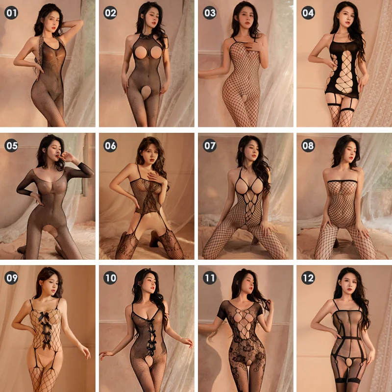 Sexy Lingerie Sexy Bodystockings Women Fishnet Bodysuits Open Crotch Mesh Tights Erotic Lingerie Leotard Jumpsuit Teddies Sex Porno Costumes
