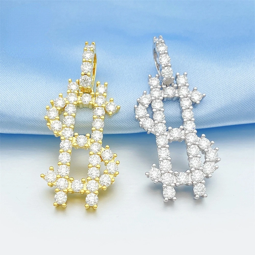 

Moissanite Money Symbol Pendant S925 Sterling Silver Necklace for Women Fine Jewelry Pass Diamond Tester Drop Shipping