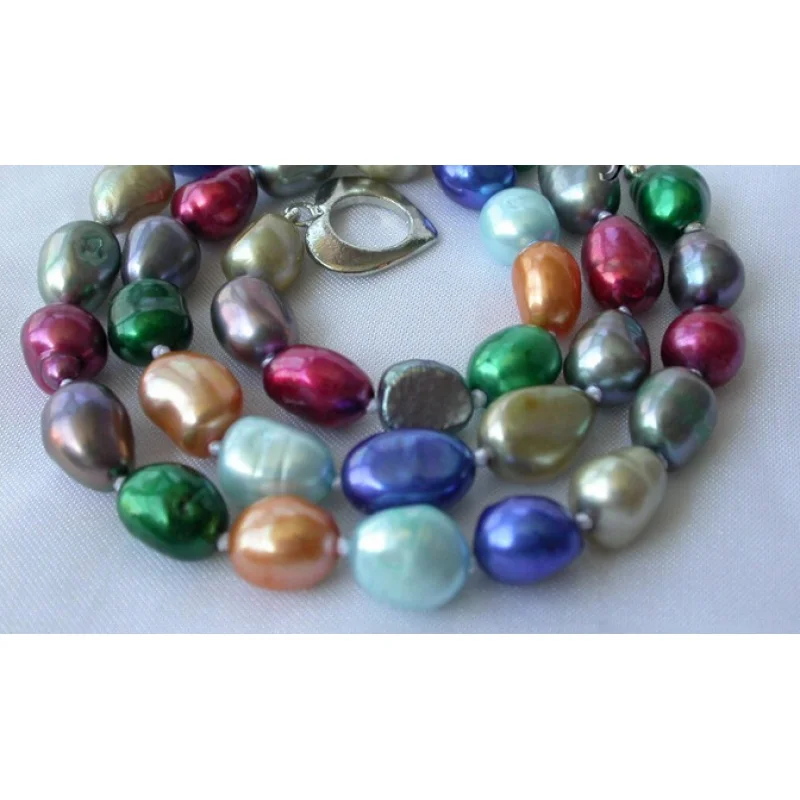 

stunning 8-10mm baroque multicolor freshwater cultured pearl necklace 18inch