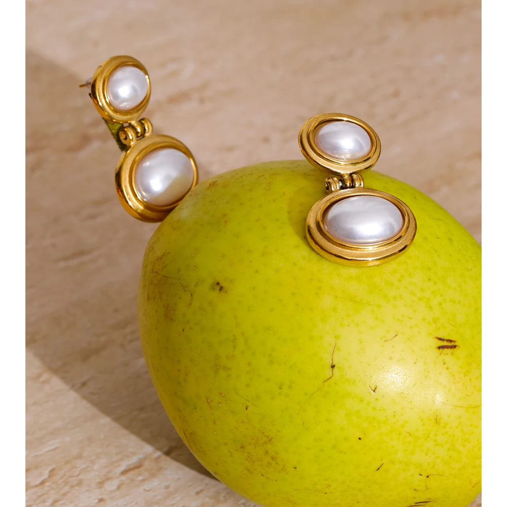Yhpup Jewelry Earrings Simulated Pearls Stainless Steel