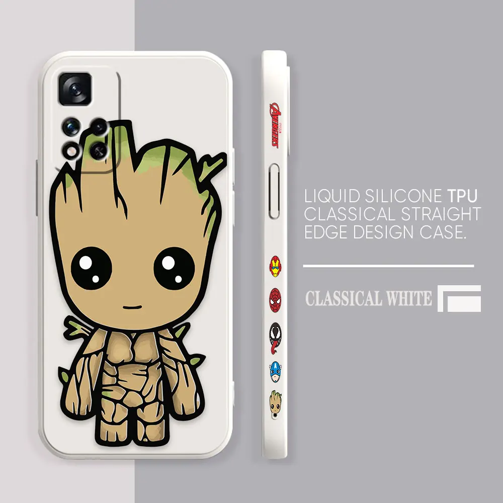 thumbnail image 1 of Case For Redmi Note 12 11 11T 11R 11E 9 9S 8 7 7S PRO PLUS 4G 5G Colour Simple Liquid silicone Case Cartoon Marvel Baby Groot, 1 of 5