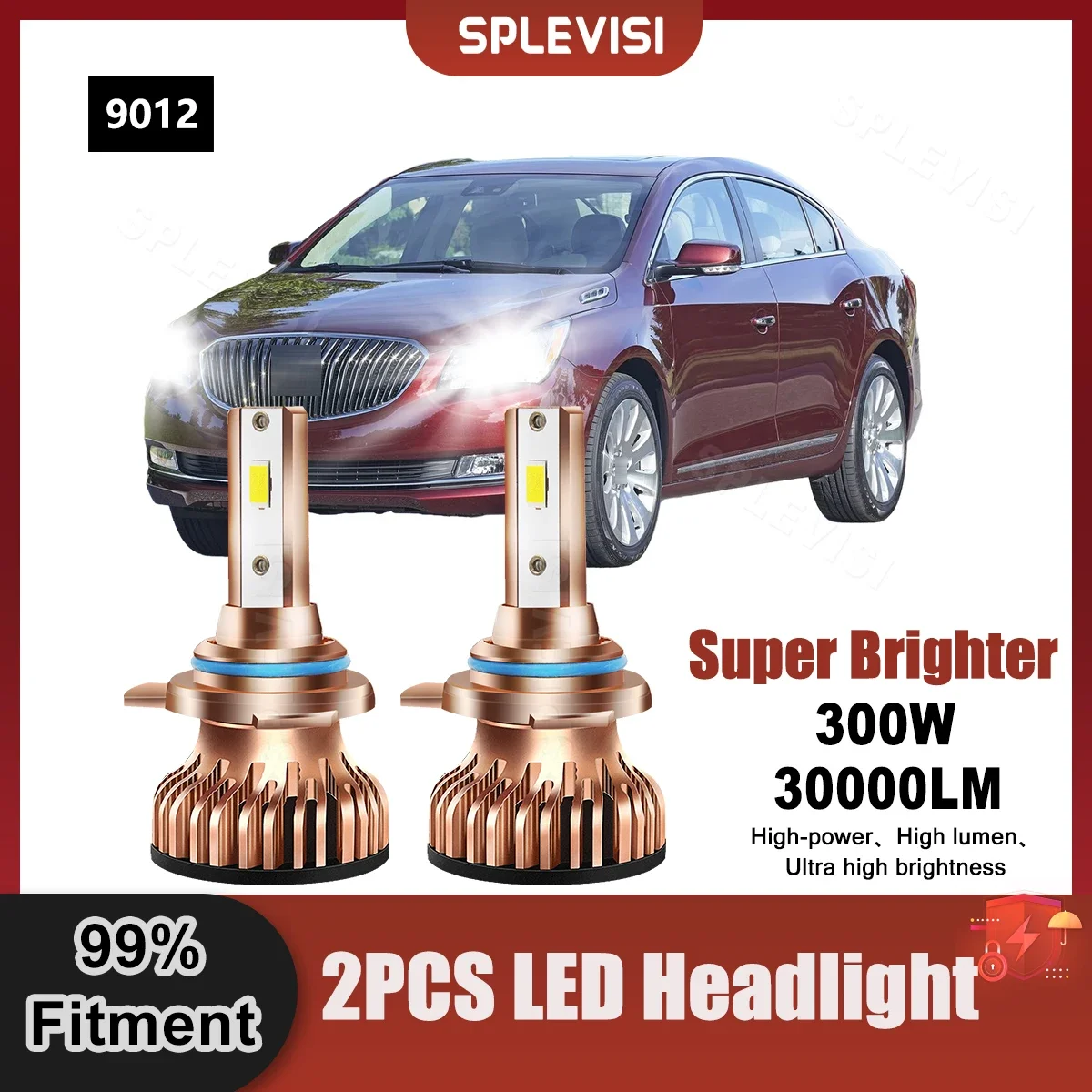 

2X 9012 Replace LED Headlamp Bulbs 9V-24V 300W 30000LM Superior CSP Chips For Buick LaCrosse 2014 2015 2016 Car Headlight Bulbs