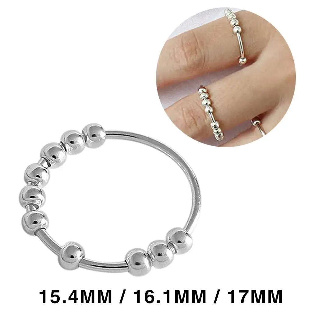 Silver Rotating Anti-Stress Ring, Anti-Stress Sensory Toy for Women, Silver Rotating Anti-Stress Ring, Anti-Stress Sensory Toy for Women,