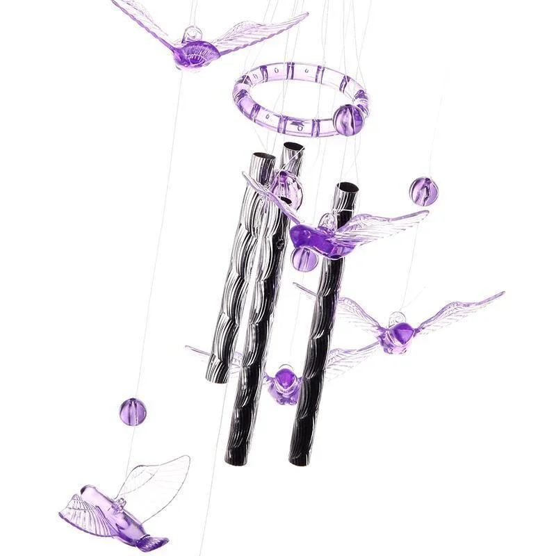 1pc Cute Metal Tubes Bell Wind Chimes Garden Yard Hanging Home Decoration Metal+acrylic Creative Hanging Gift 45cm Long