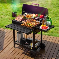 Household Barbecue Grill Charcoal Outdoor Oven BBQ Trolley Temperature Control Adjustable Height Family Party Tool 1